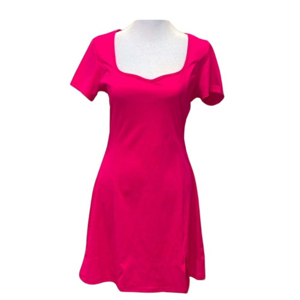 Sexy Square Neck Hot Pink Bodycon Dress